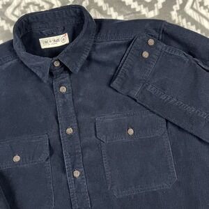 Line of Trade Shirt Mens XXL Navy Blue Corduroy Button Up Workwear Casual